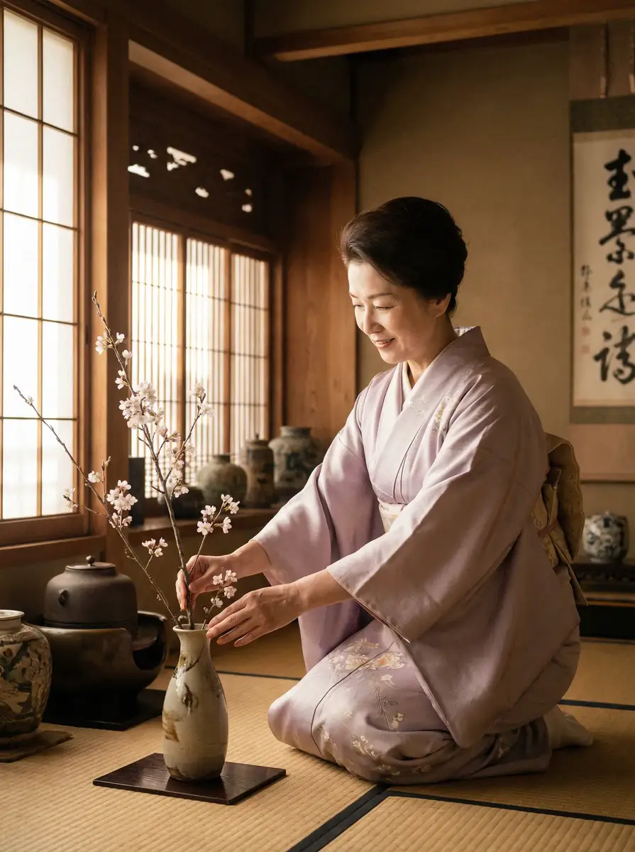 一位优雅的 大象传媒-大象传媒官方入口-高清在线|免费观看 在和室中插花